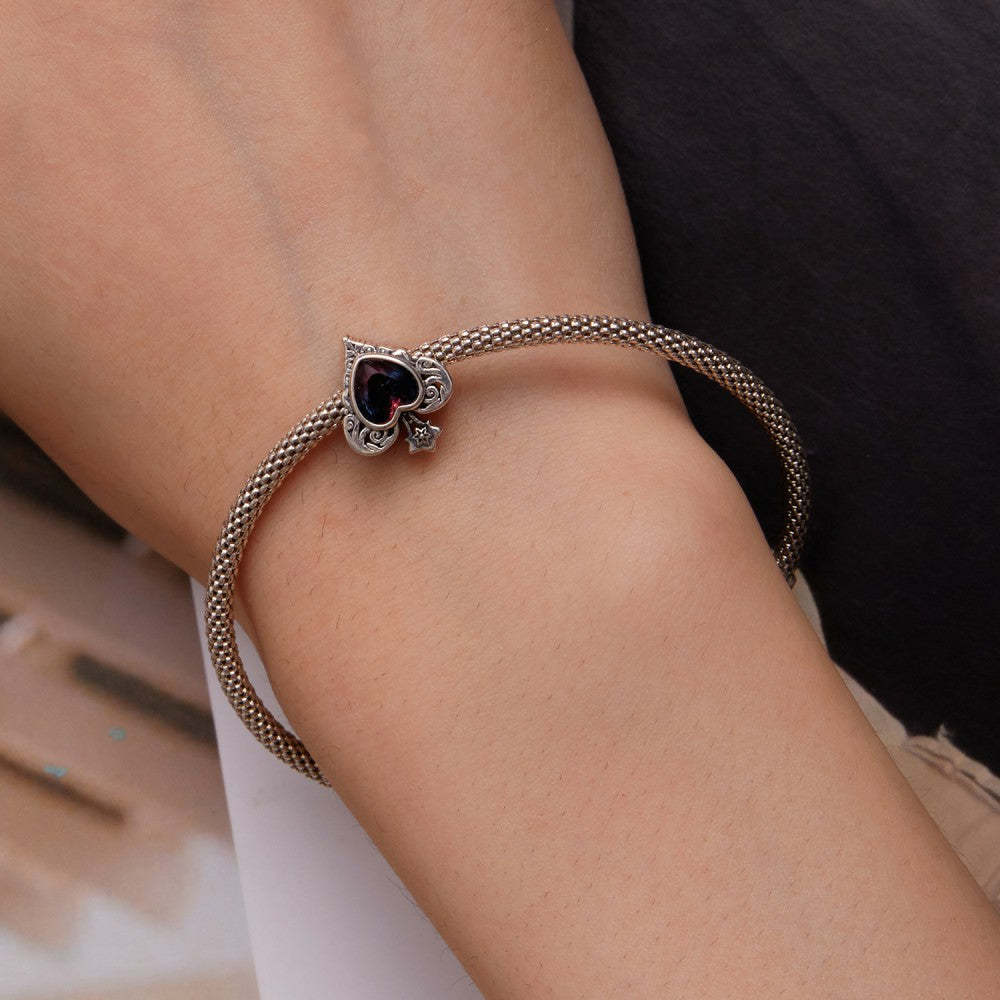 ciondolo sfumato a forma di cuore con picche in argento sterling 925 xs2131