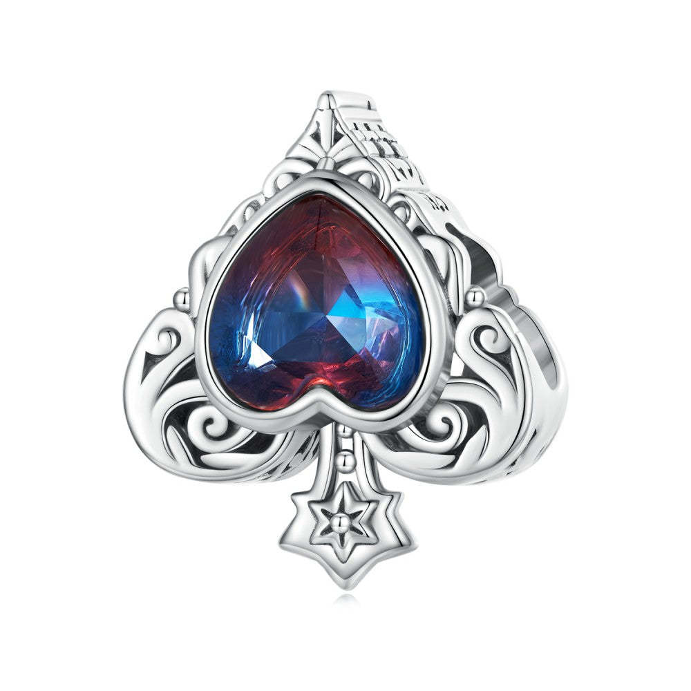ciondolo sfumato a forma di cuore con picche in argento sterling 925 xs2131