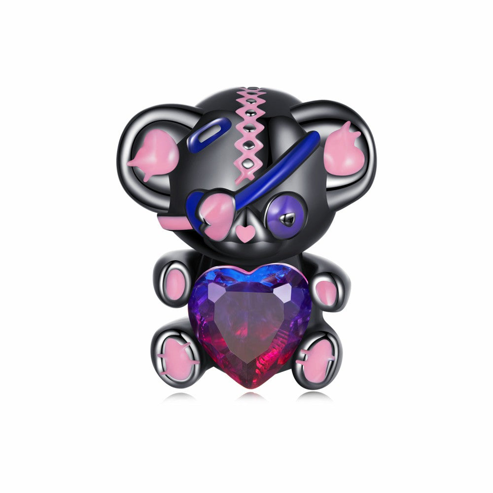ciondolo con orsetto sfumato rosa viola in argento sterling 925 xs2133