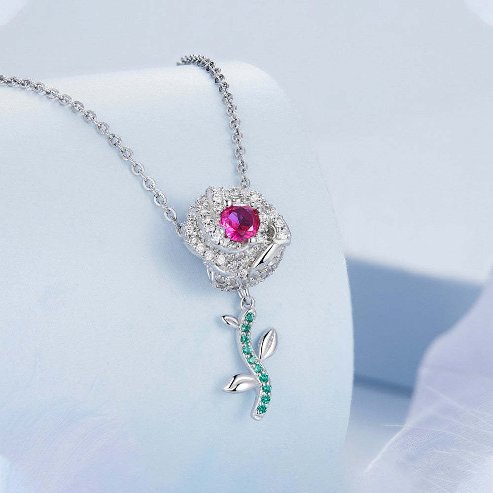 ciondolo rose con zirconi rosa e verdi in argento sterling 925 xs2134
