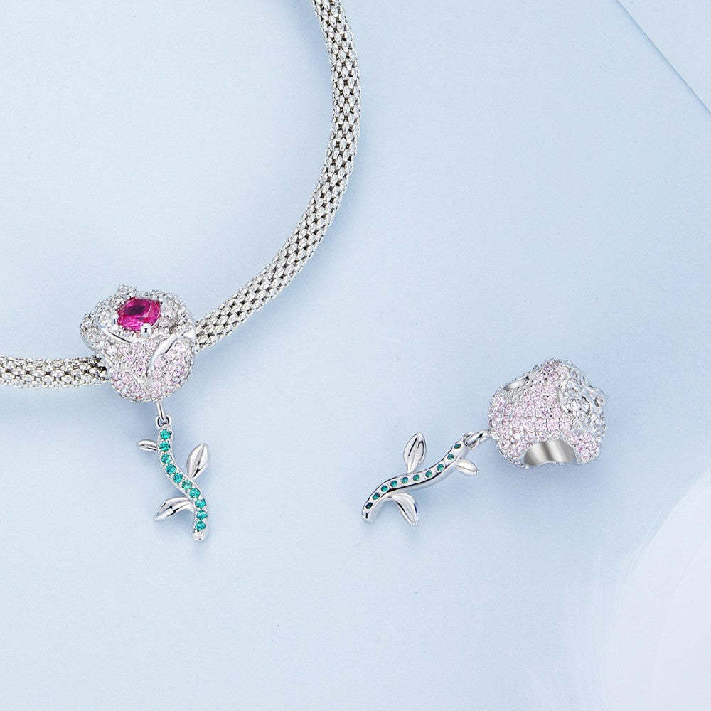 ciondolo rose con zirconi rosa e verdi in argento sterling 925 xs2134