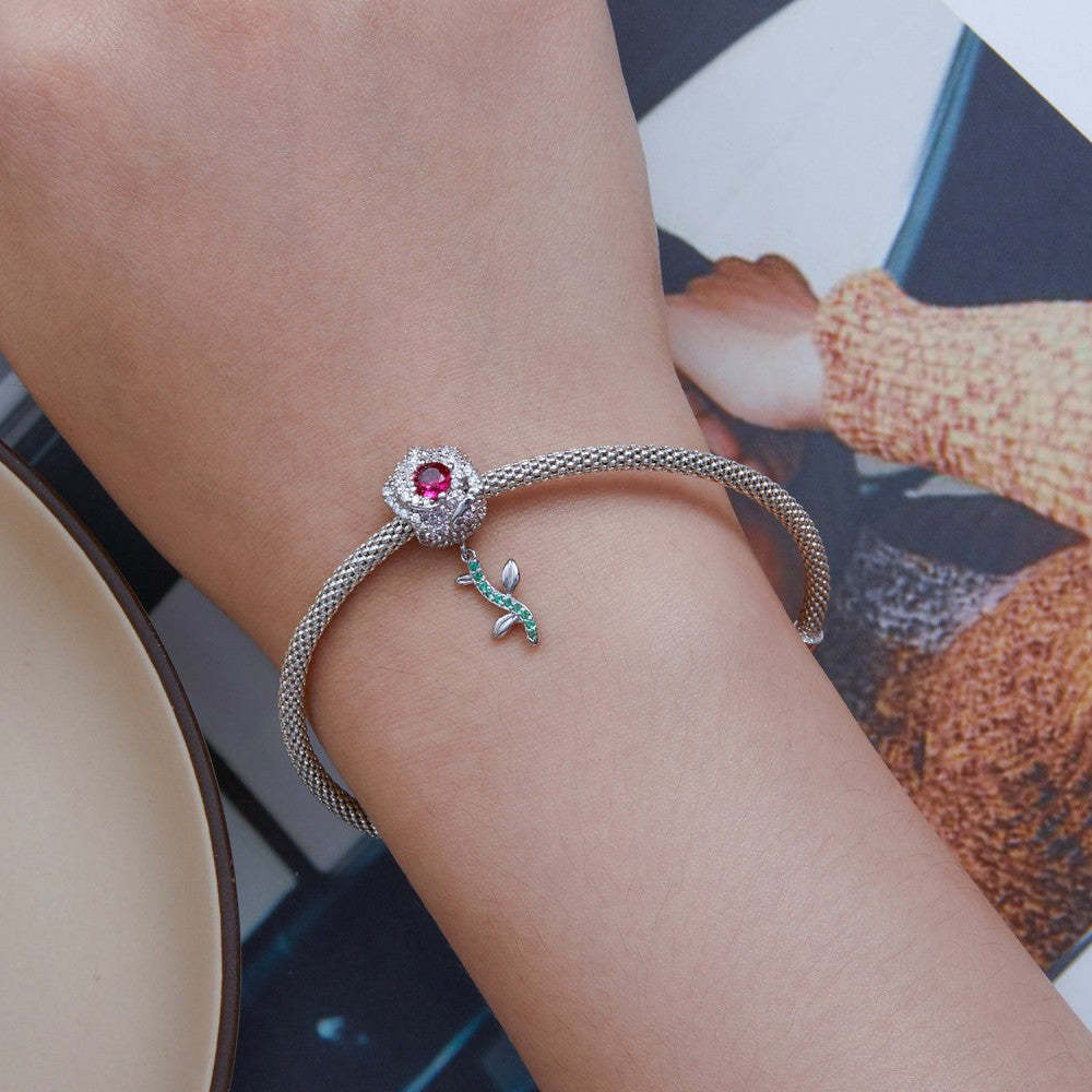 ciondolo rose con zirconi rosa e verdi in argento sterling 925 xs2134