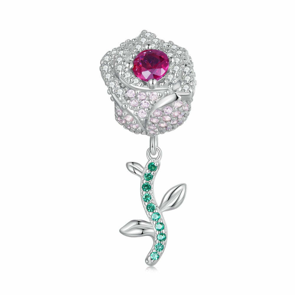 ciondolo rose con zirconi rosa e verdi in argento sterling 925 xs2134
