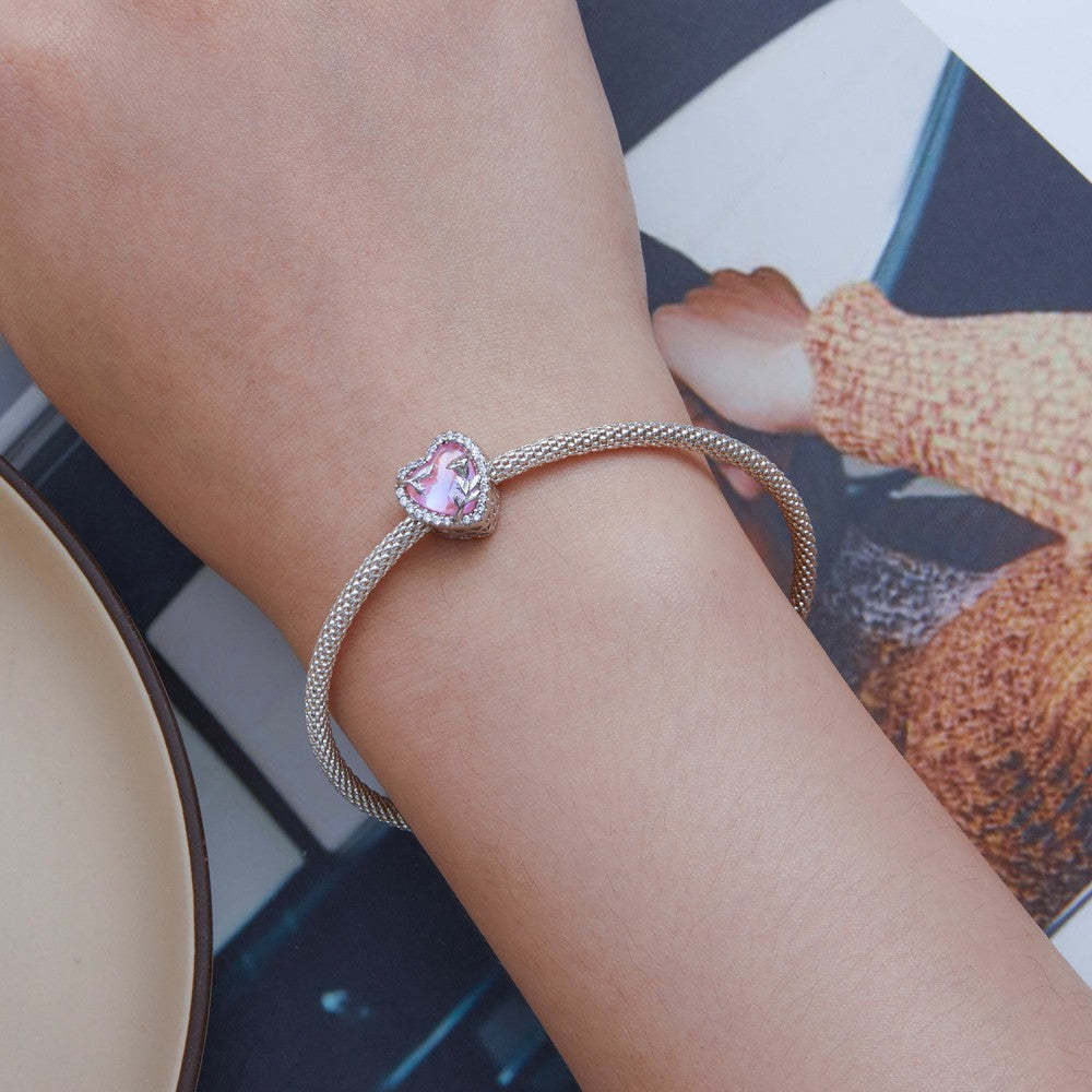 ciondolo rosa in vetro rosa argento sterling 925 xs2136