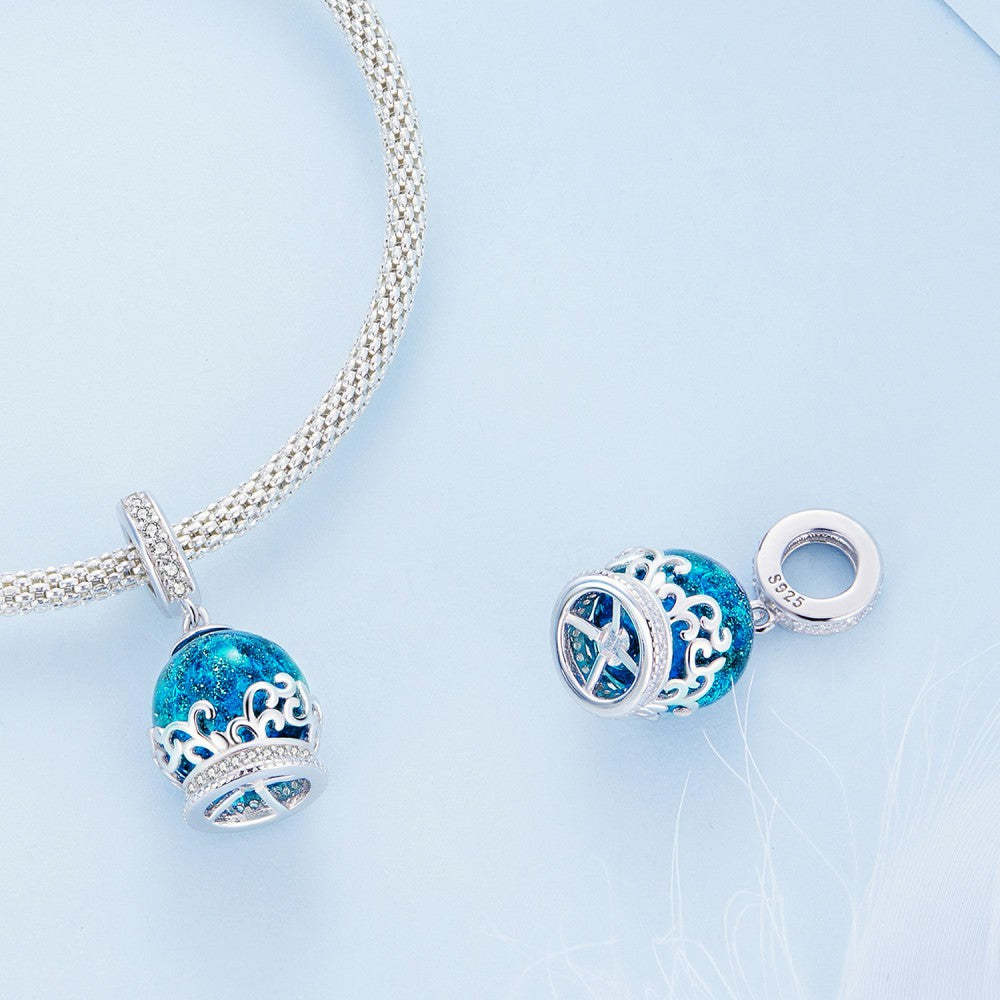 ciondolo blu con sfera di cristallo in argento sterling 925 xs2139