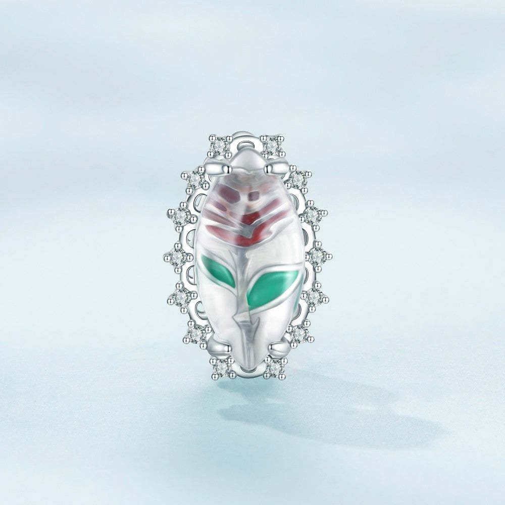 Ciondolo foglia geen rosa rossa in argento sterling 925 xs2143