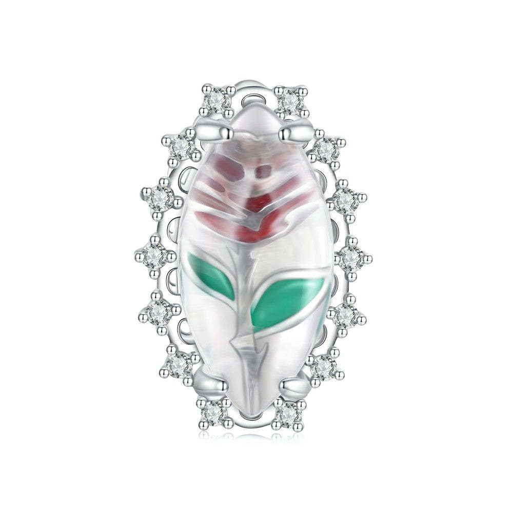Ciondolo foglia geen rosa rossa in argento sterling 925 xs2143
