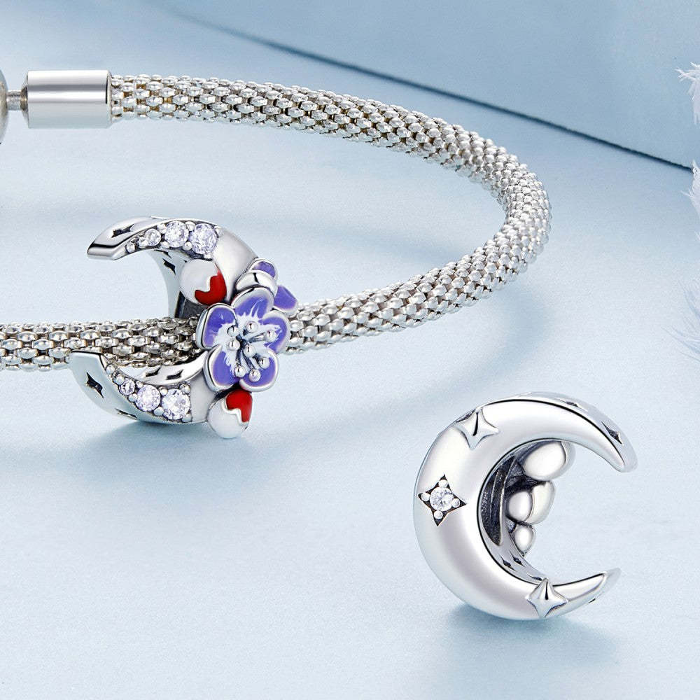 Ciondolo fiore viola al chiaro di luna in argento sterling 925 xs2146