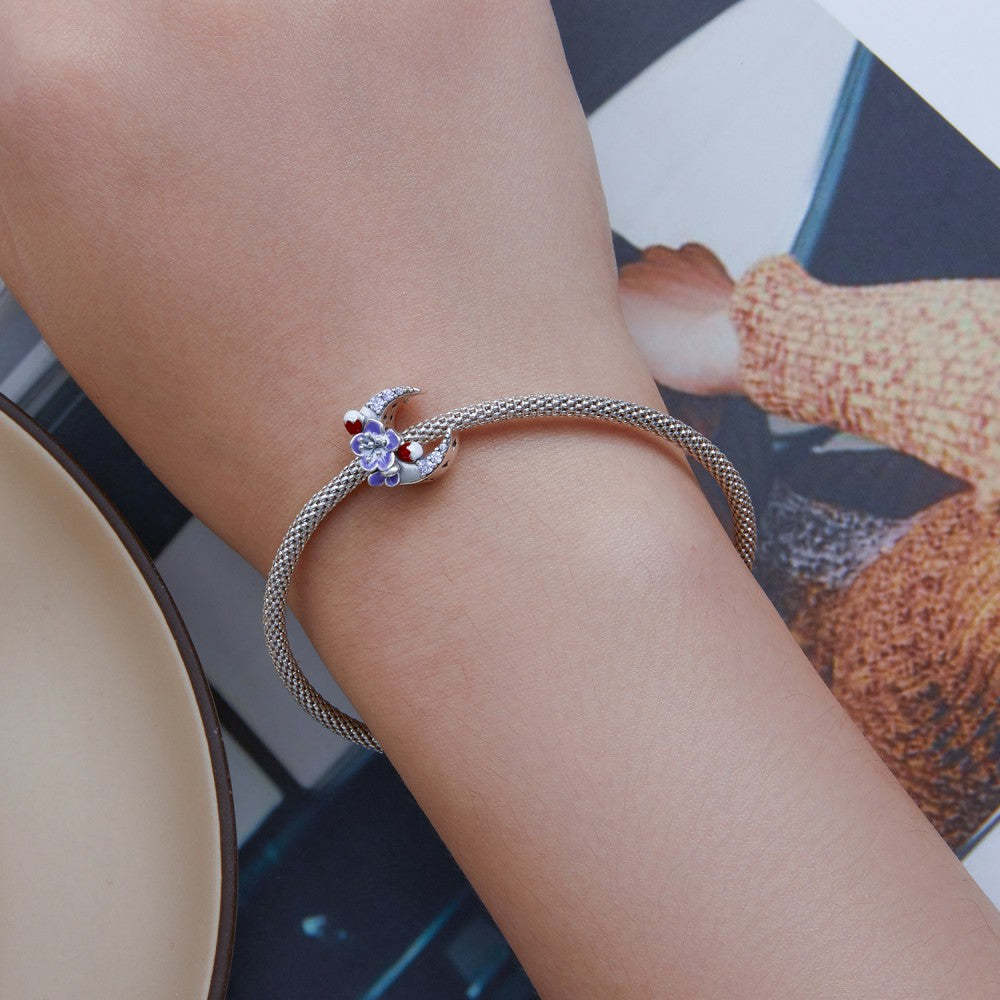 Ciondolo fiore viola al chiaro di luna in argento sterling 925 xs2146