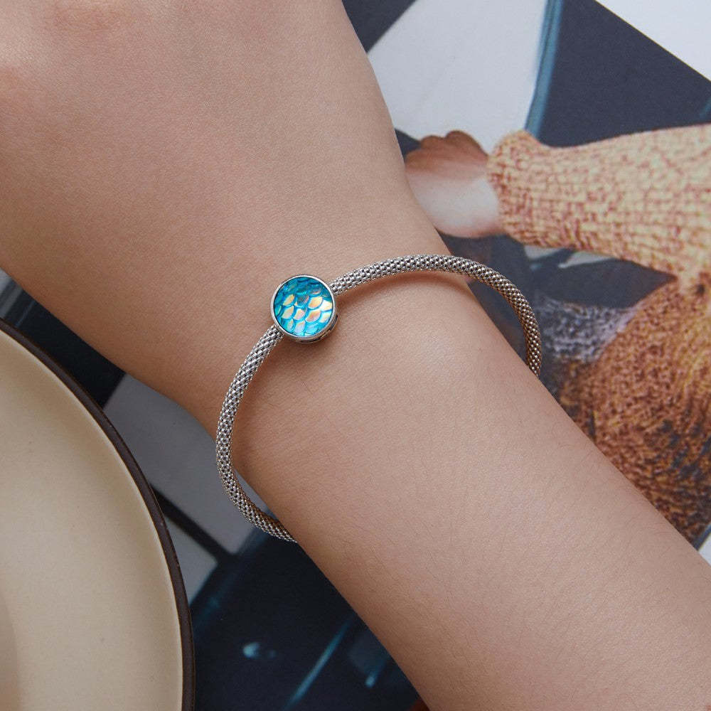 Ciondolo sfumato blu squame di pesce in argento sterling 925 xs2155