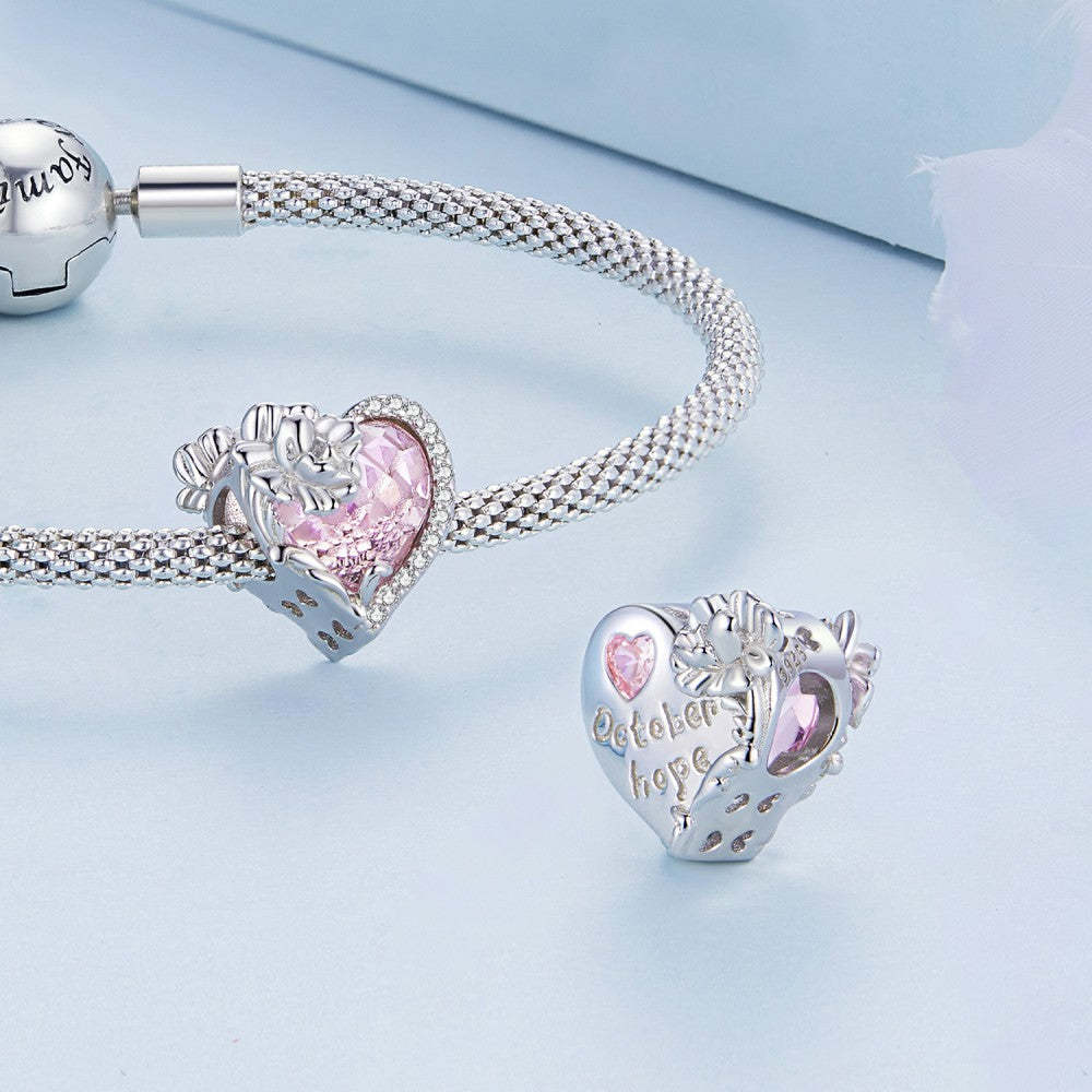 Ciondolo rosa portafortuna di ottobre in argento sterling 925 xs2157