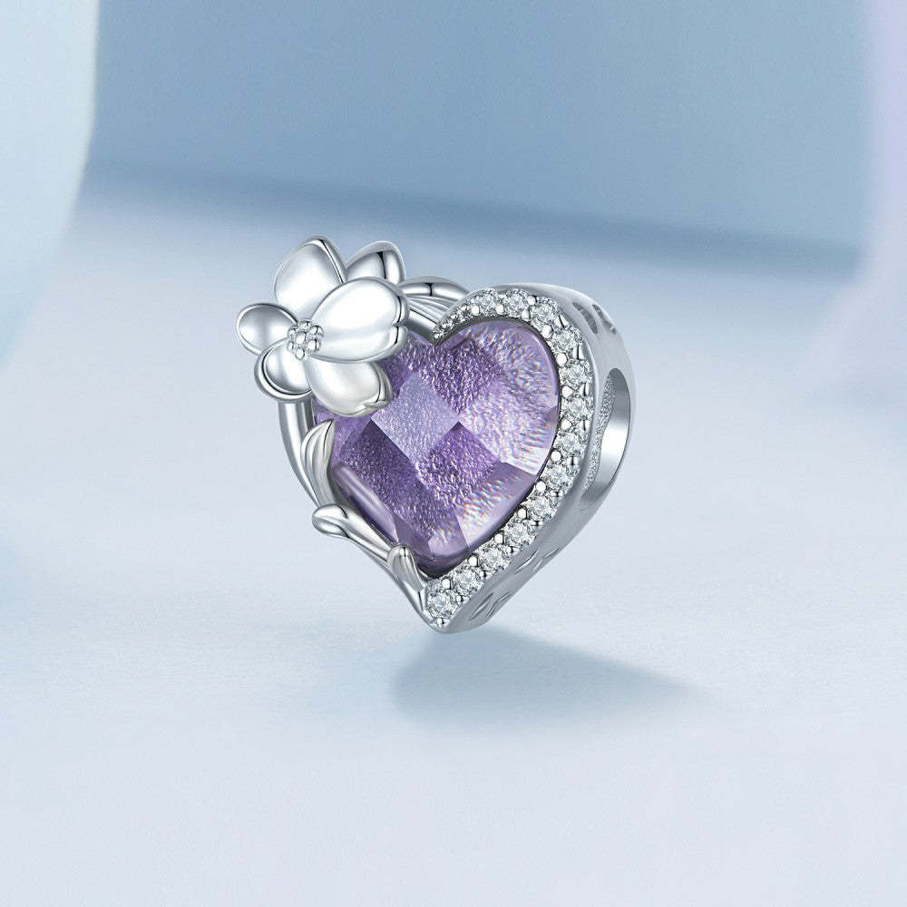 Ciondolo viola portafortuna di febbraio in argento sterling 925 xs2160