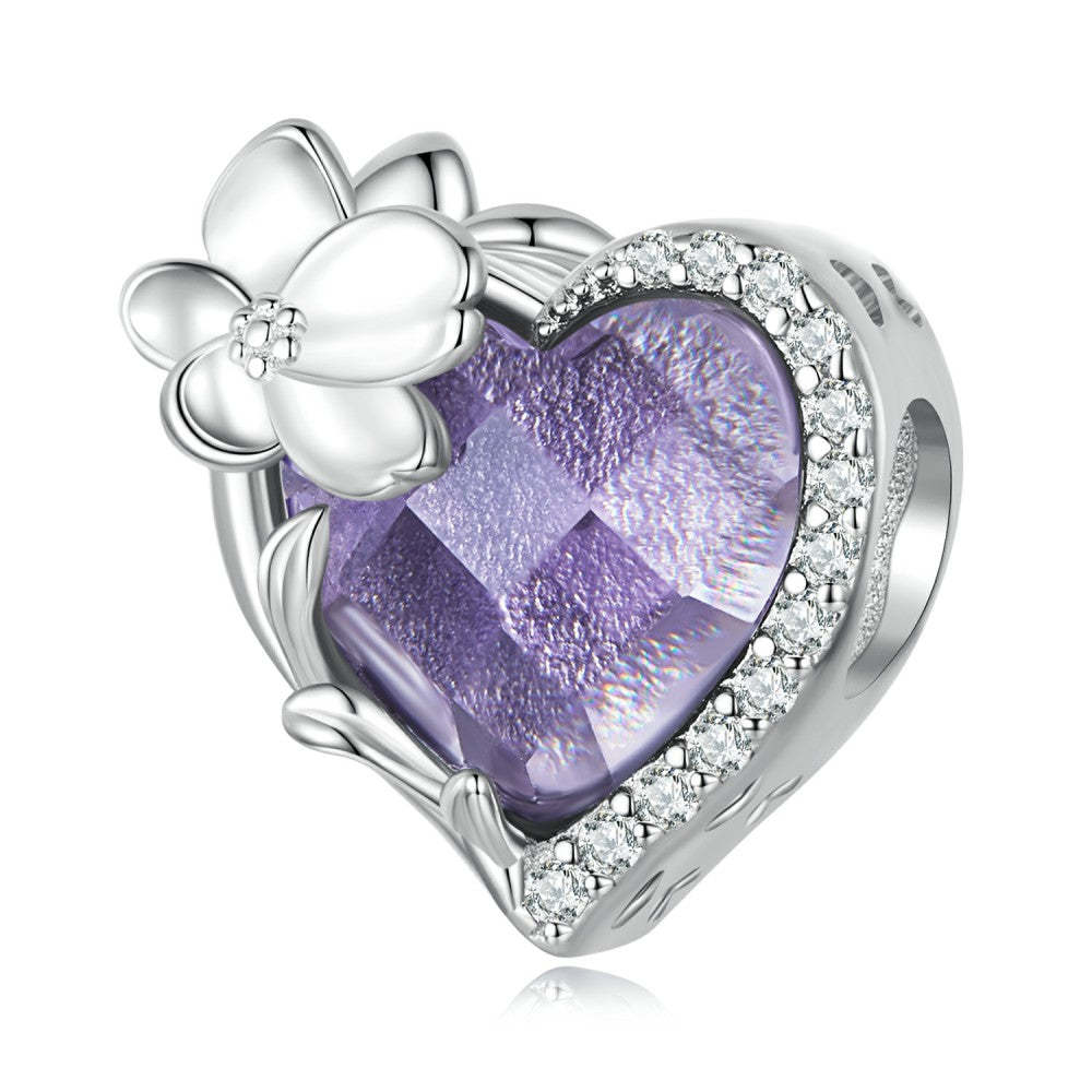 Ciondolo viola portafortuna di febbraio in argento sterling 925 xs2160