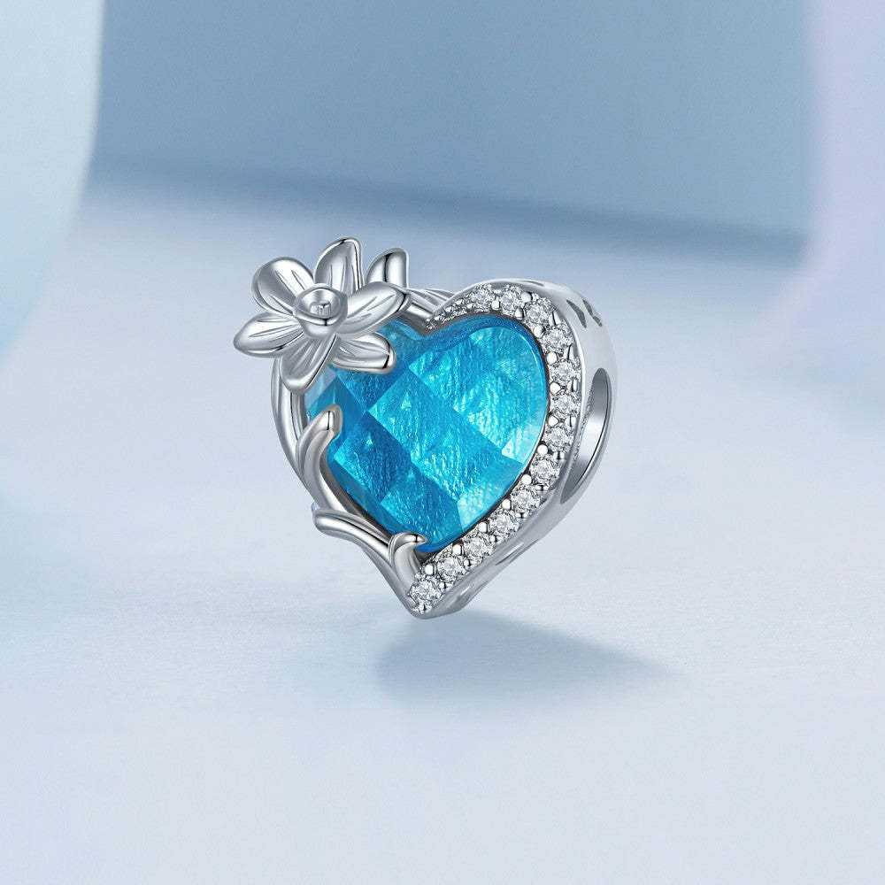 Ciondolo blu portafortuna di marzo in argento sterling 925 xs2161