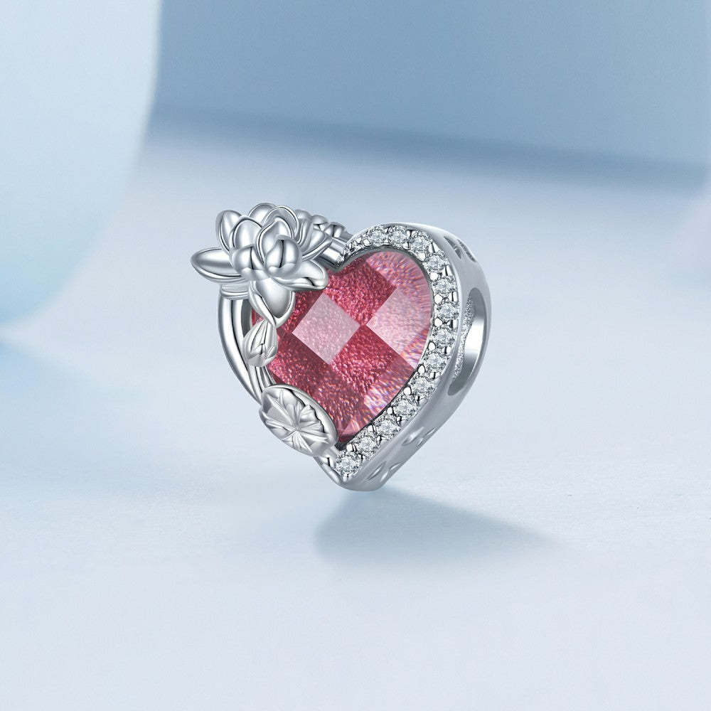 Ciondolo portafortuna di luglio rosa intenso in argento sterling 925 xs2165