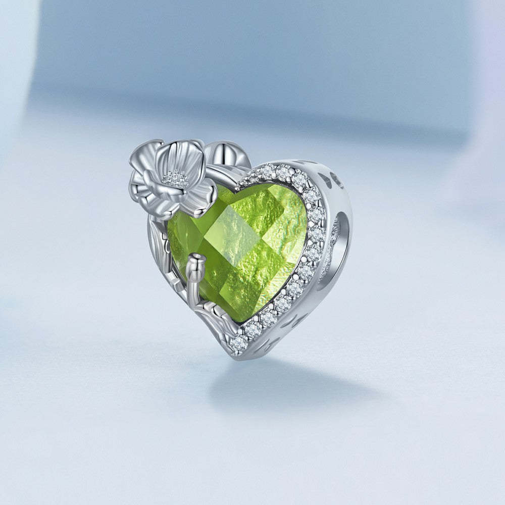 Ciondolo verde chiaro portafortuna di agosto in argento sterling 925 xs2166