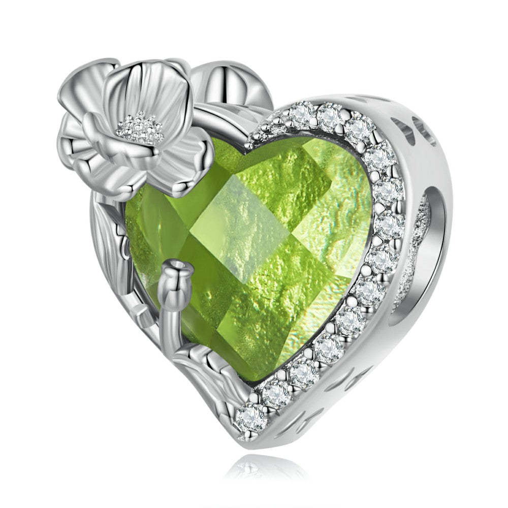 Ciondolo verde chiaro portafortuna di agosto in argento sterling 925 xs2166