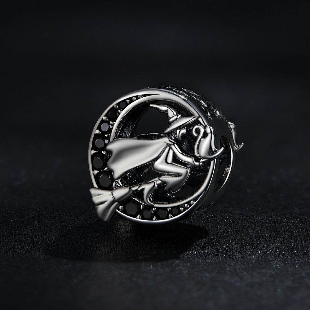 witch black zircon charm 925 sterling silver xs2178