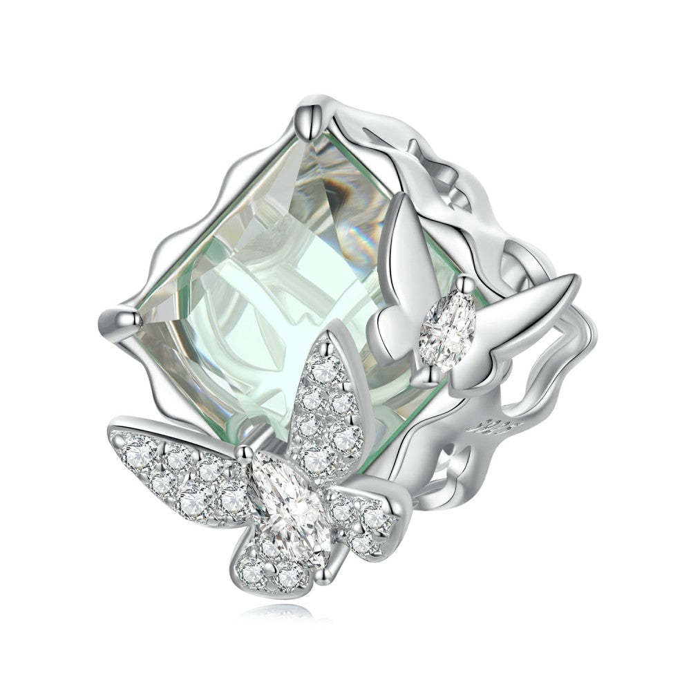 Ciondolo zircone verde chiaro farfalla mago di oz in argento sterling 925 xs2179