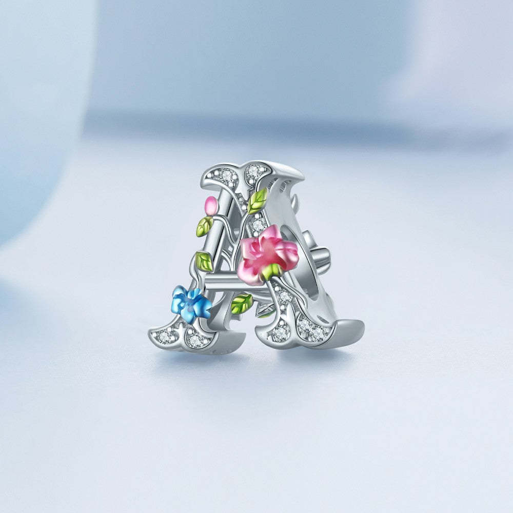 ciondolo colorato lettera a fiore in argento sterling 925 xs2181