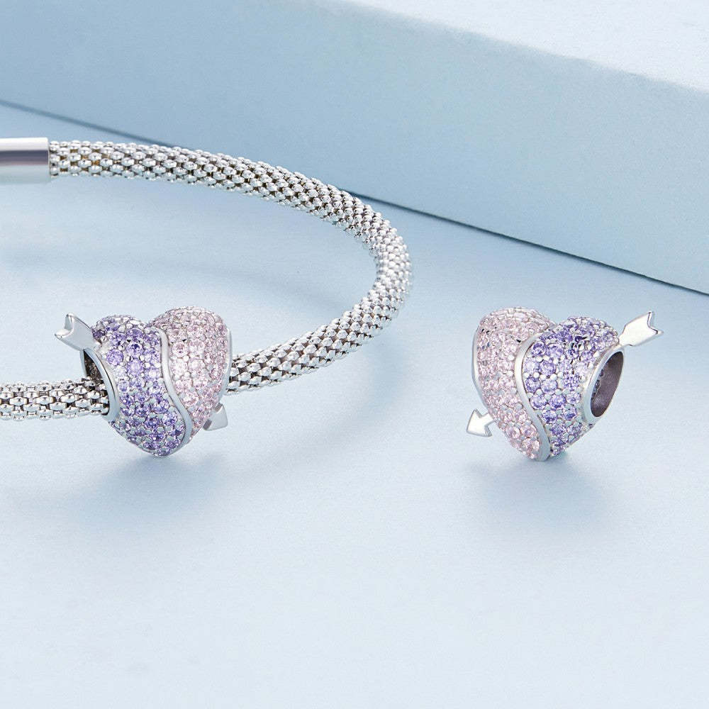 ciondolo Tai Chi a forma di cuore rosa viola in argento sterling 925 xs2182