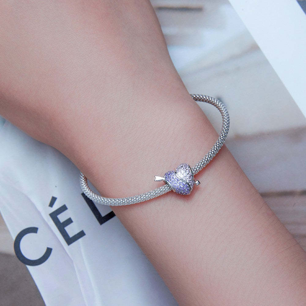 ciondolo Tai Chi a forma di cuore rosa viola in argento sterling 925 xs2182