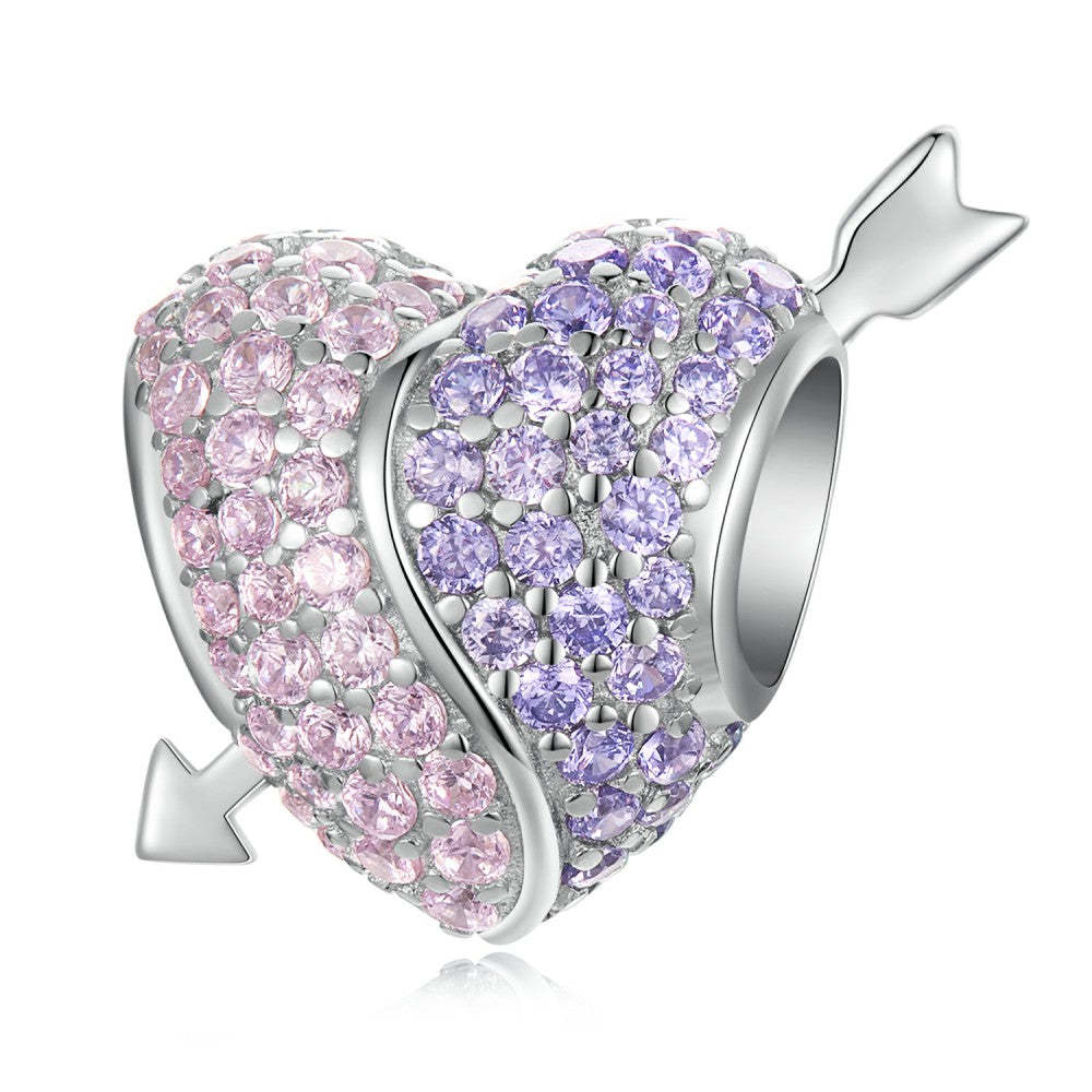 ciondolo Tai Chi a forma di cuore rosa viola in argento sterling 925 xs2182