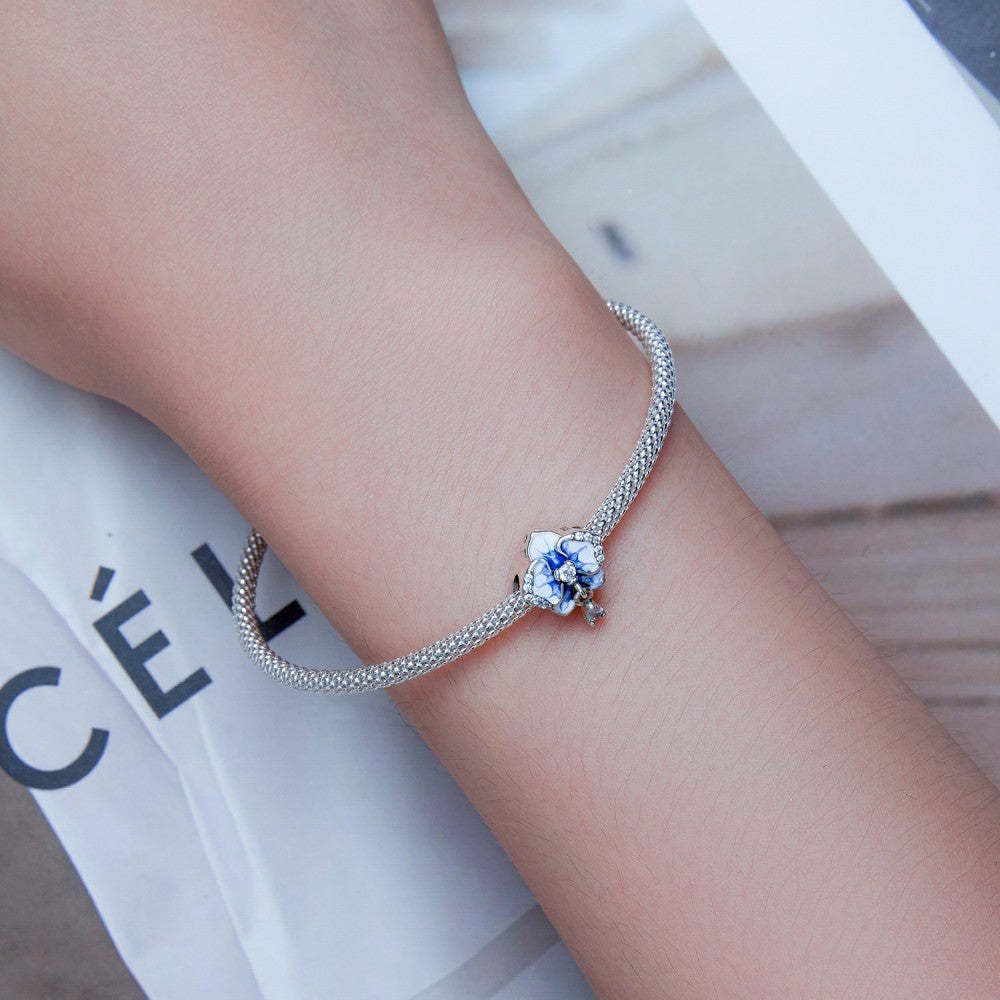 Ciondolo phalaenopsis blu in argento sterling 925 xs2183