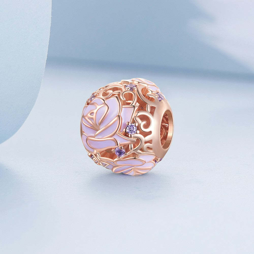 ciondolo rosa viola argento sterling 925 xs2186