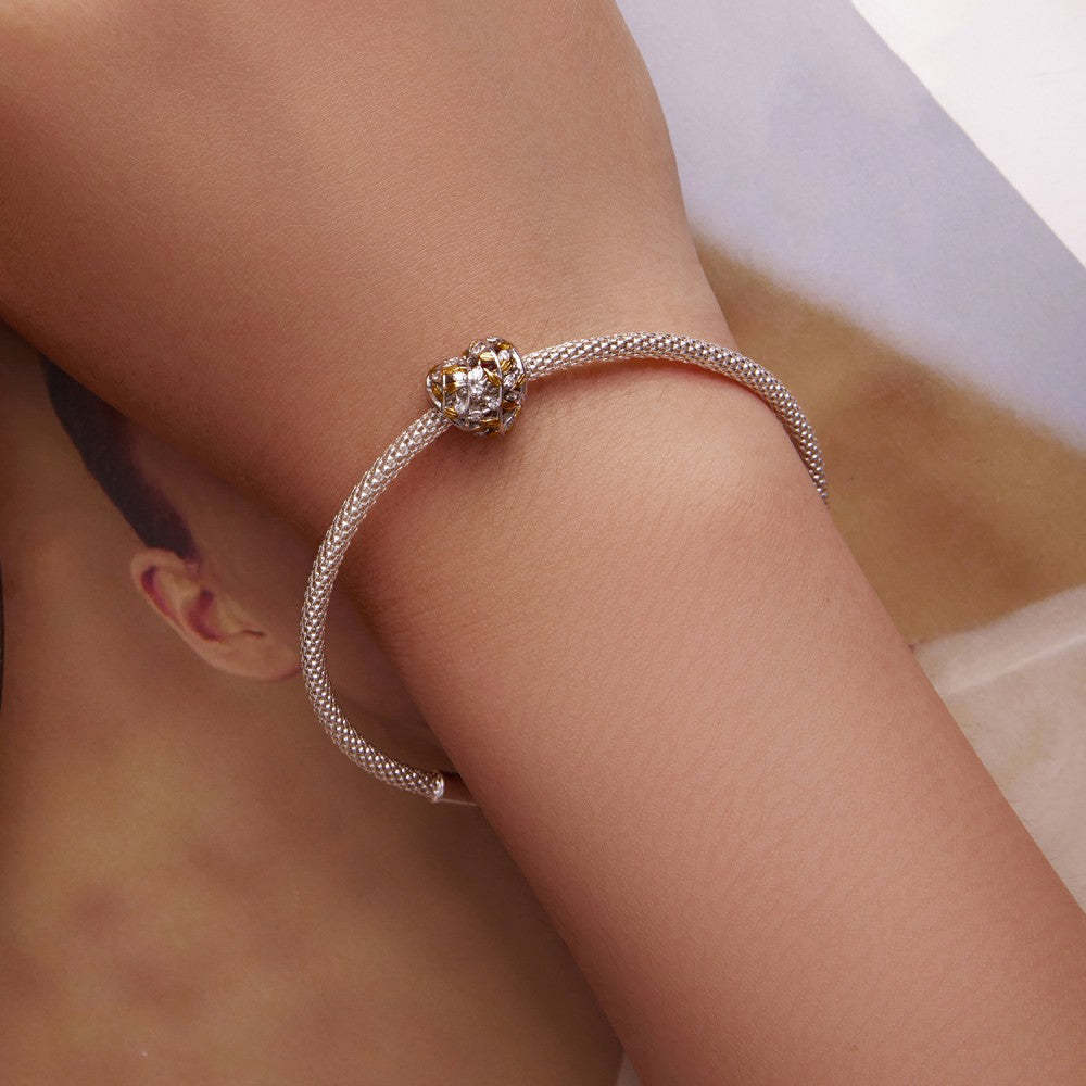 ciondolo con decorazione foglie gialle a forma di cuore in argento sterling 925 xs2197
