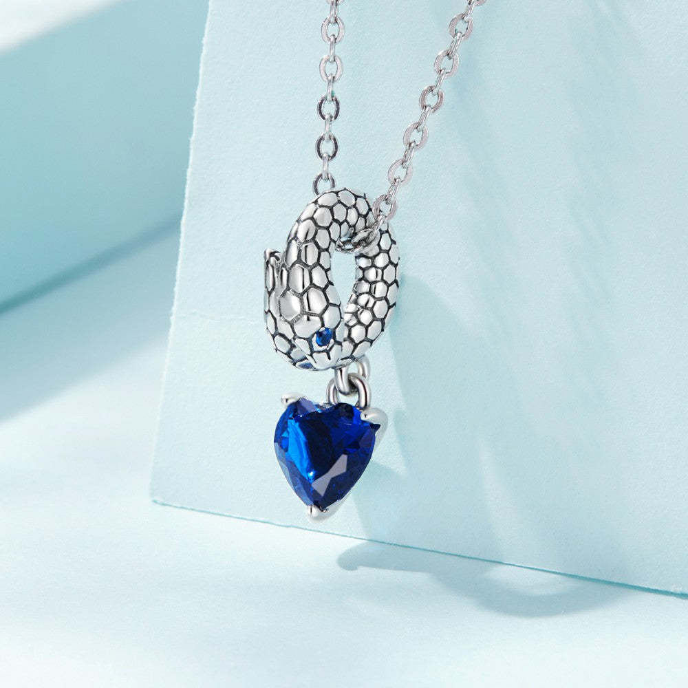 Ciondolo pendente blu serpente guardiano in argento sterling 925 xs2202