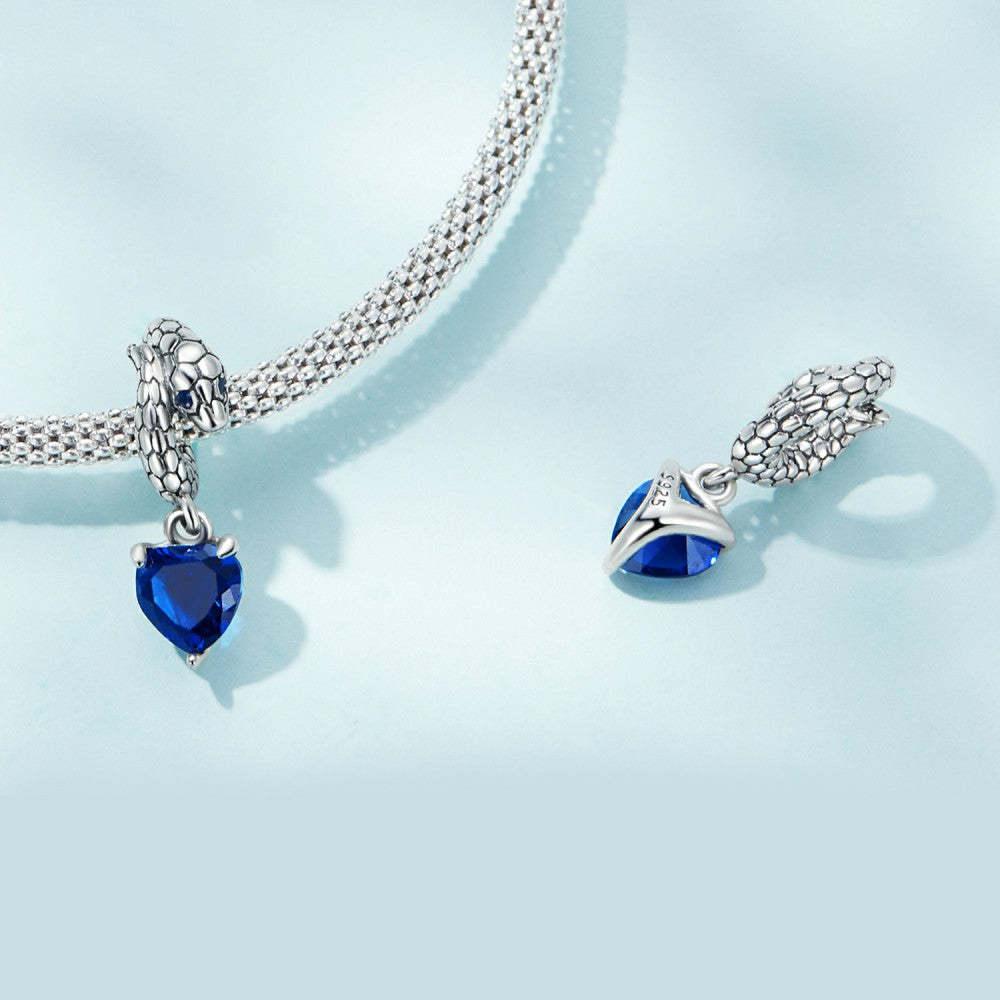 Ciondolo pendente blu serpente guardiano in argento sterling 925 xs2202