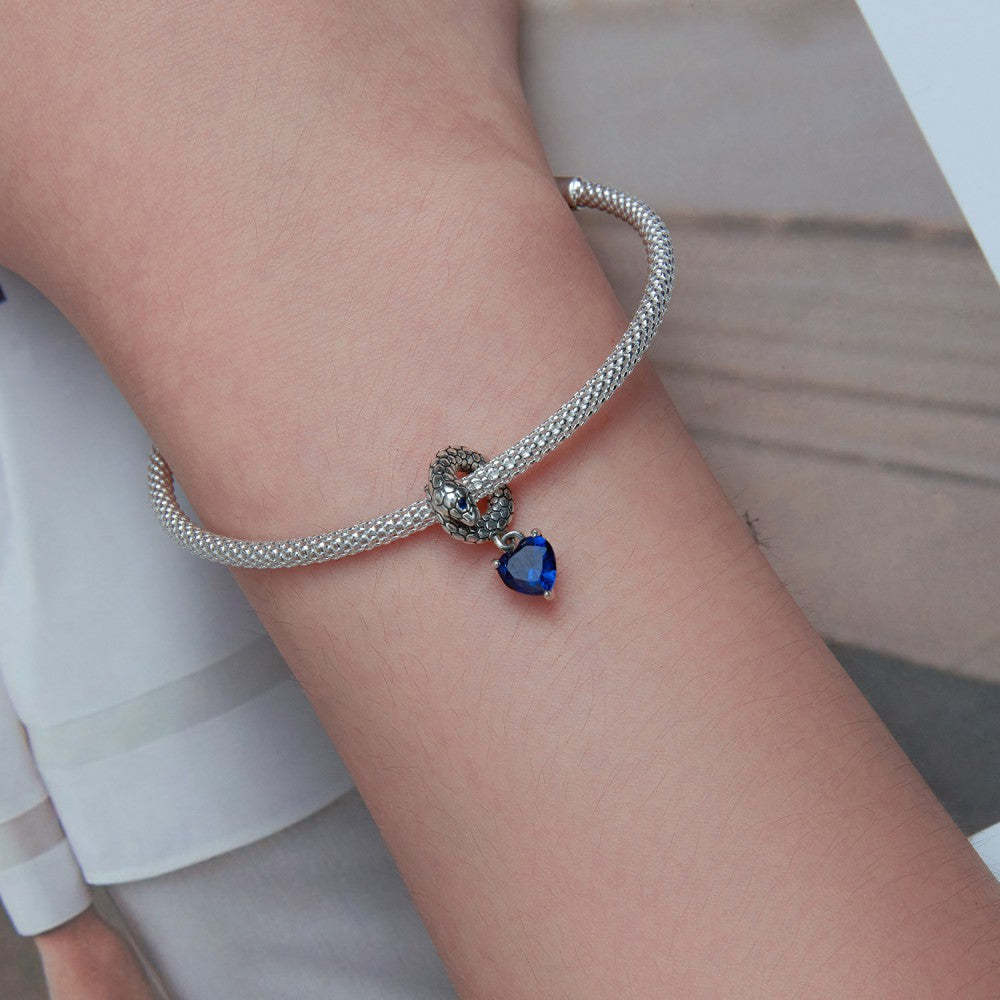 Ciondolo pendente blu serpente guardiano in argento sterling 925 xs2202