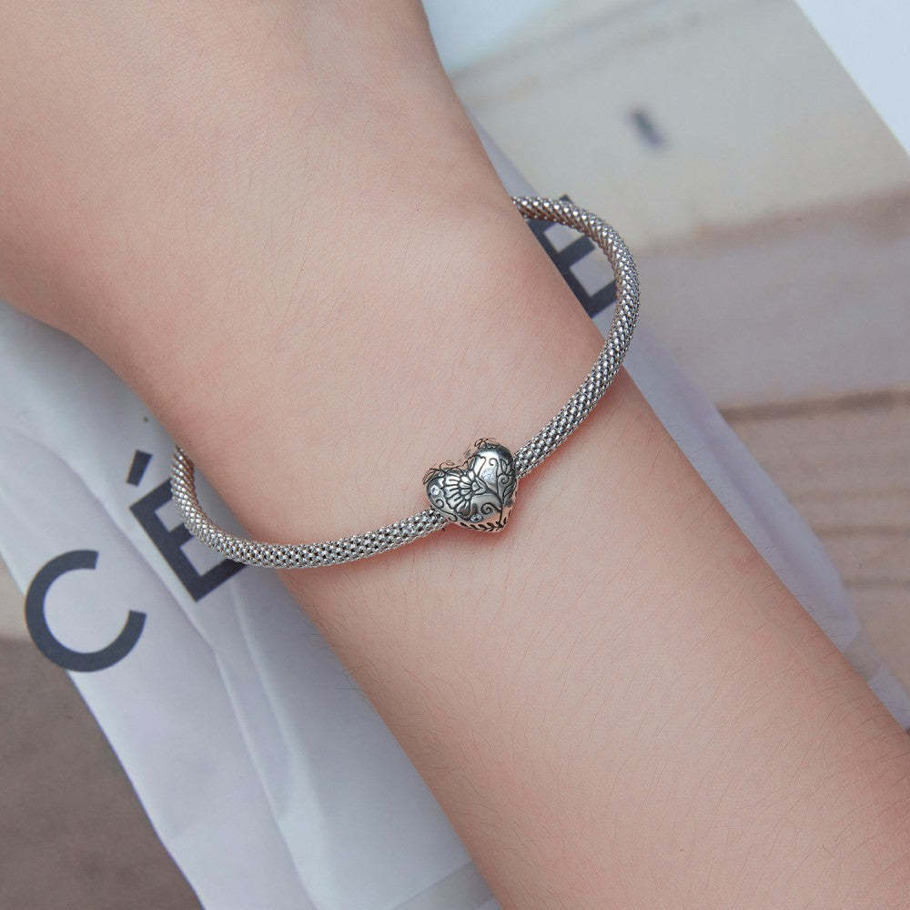 ciondolo a forma di cuore con motivo in argento sterling 925 xs2204