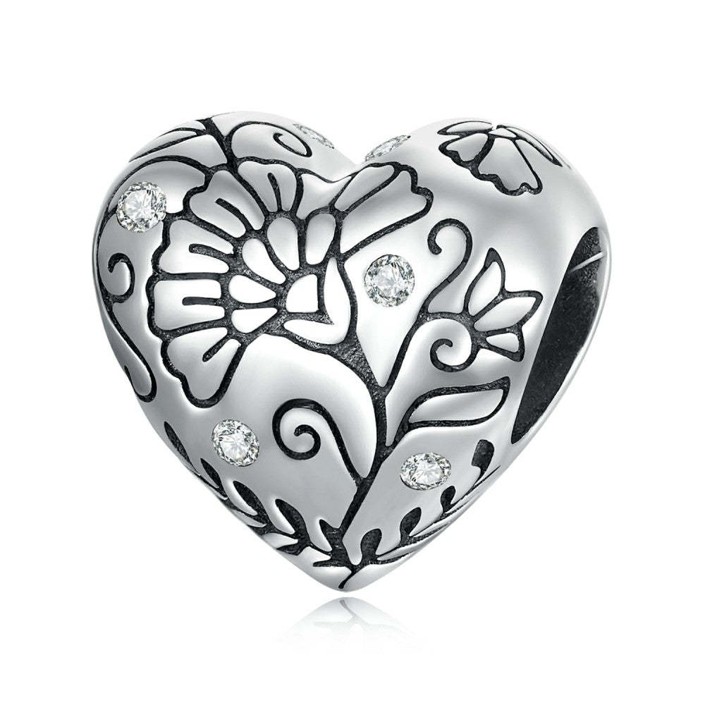 ciondolo a forma di cuore con motivo in argento sterling 925 xs2204