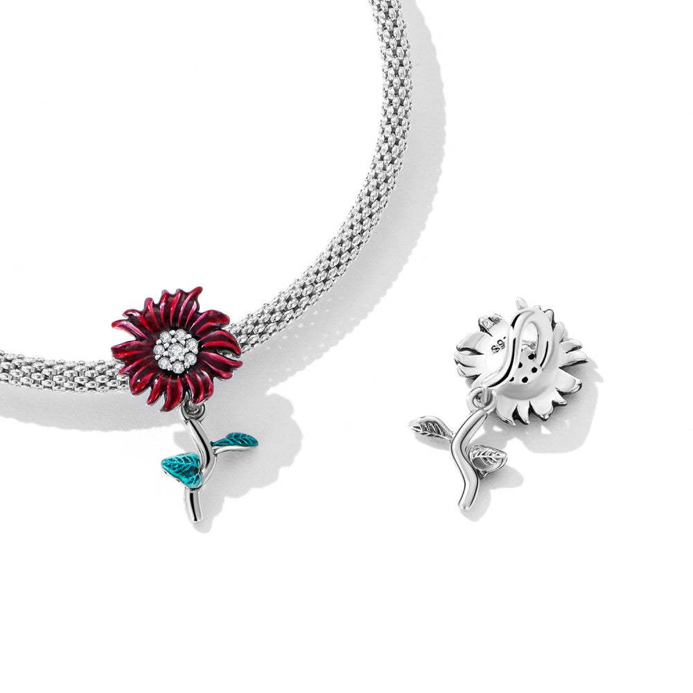 ciondolo margherita rossa, regali per la festa della mamma in argento sterling 925 xs2208