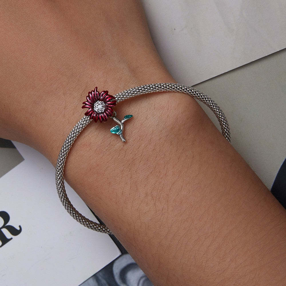 ciondolo margherita rossa, regali per la festa della mamma in argento sterling 925 xs2208