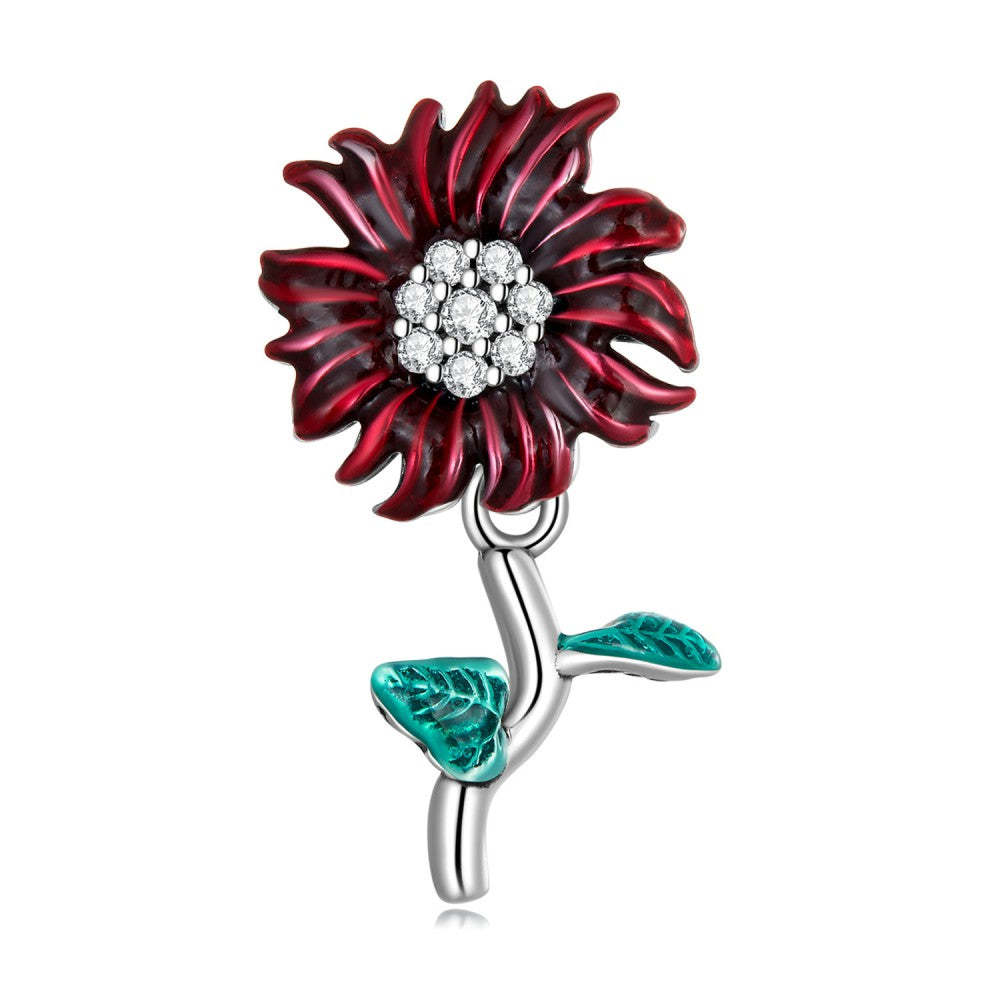 ciondolo margherita rossa, regali per la festa della mamma in argento sterling 925 xs2208