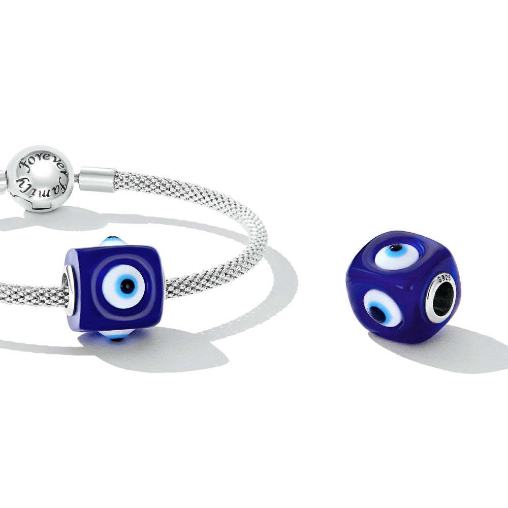 Amuleto dell'occhio del diavolo con perline viola, argento sterling 925 xs2220