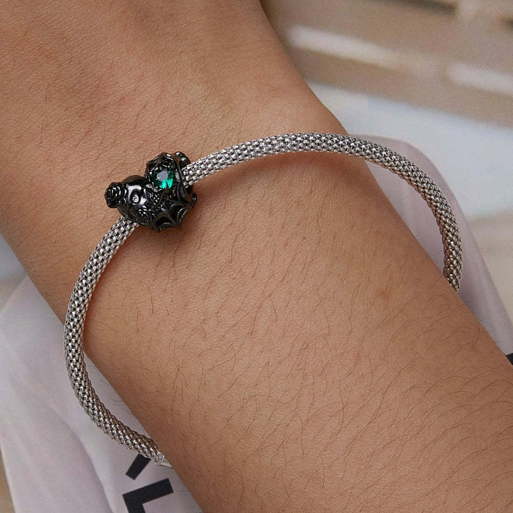 ciondolo a forma di cuore con teschio scuro e rosa, in argento sterling 925 xs2223