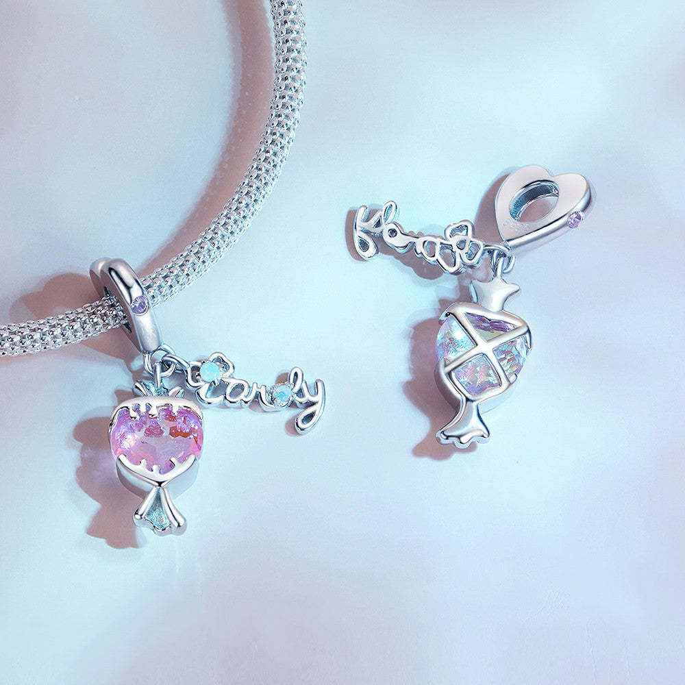ciondolo pendente caramella rosa in argento sterling 925 yb2249