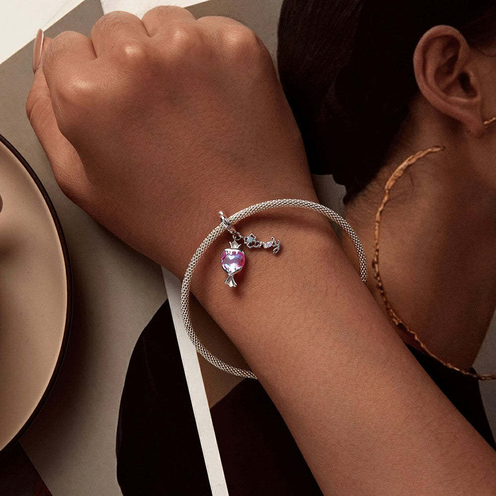 ciondolo pendente caramella rosa in argento sterling 925 yb2249