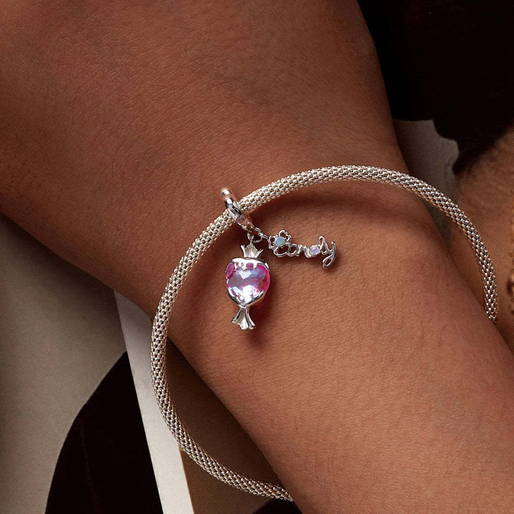 ciondolo pendente caramella rosa in argento sterling 925 yb2249