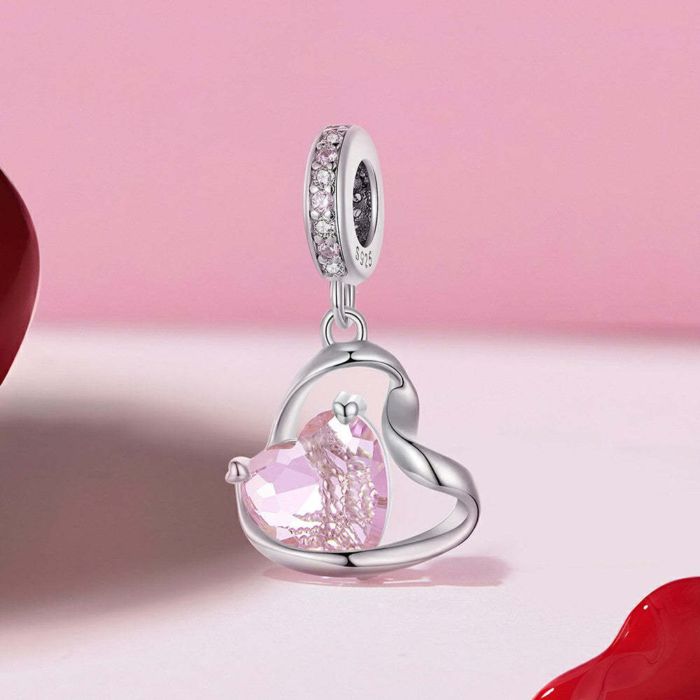 ciondolo pendente a nastro a forma di cuore in argento sterling 925 yb2251