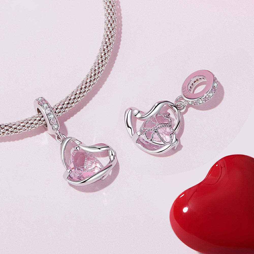 ciondolo pendente a nastro a forma di cuore in argento sterling 925 yb2251