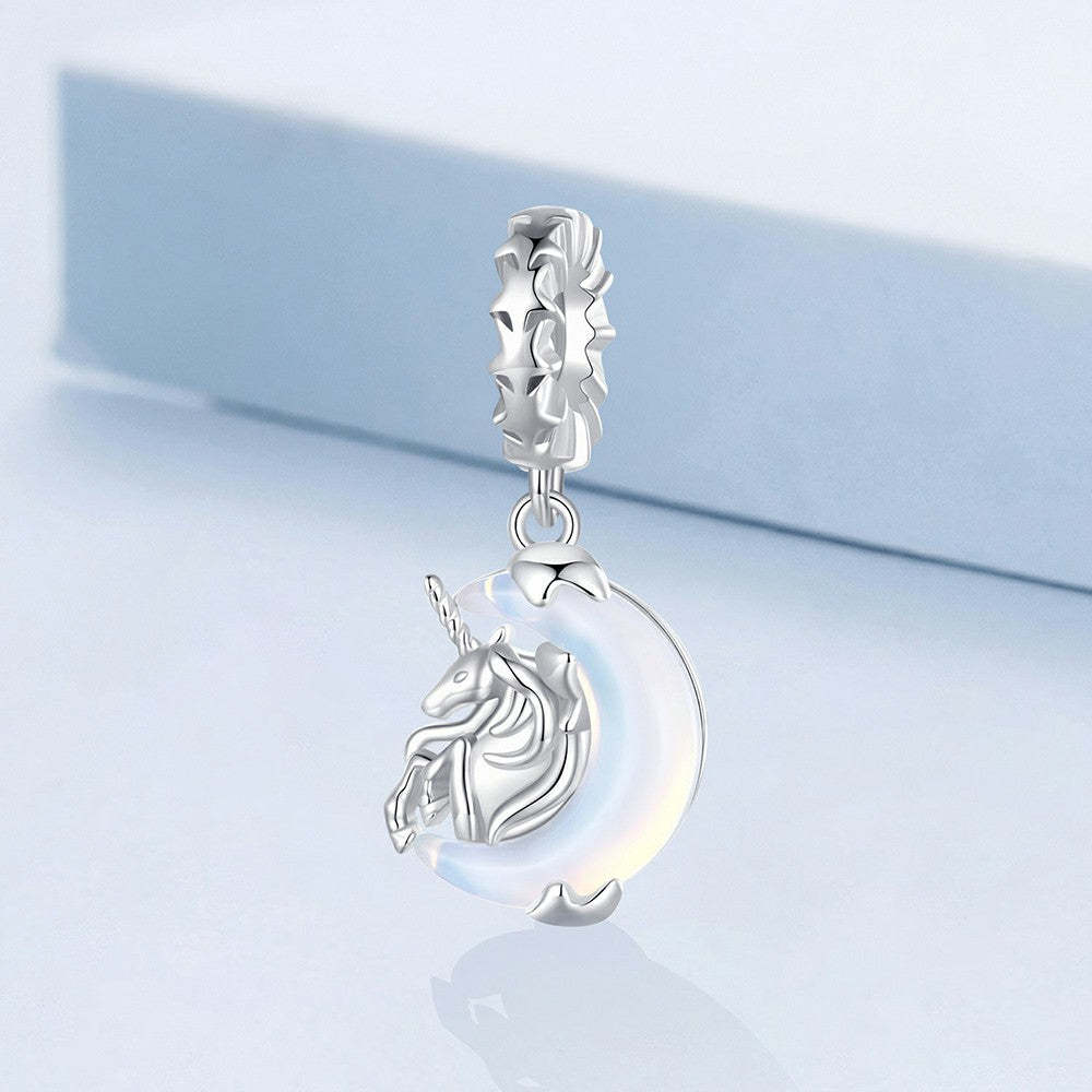 Ciondolo pendente luna unicorno in argento sterling 925 yb2253