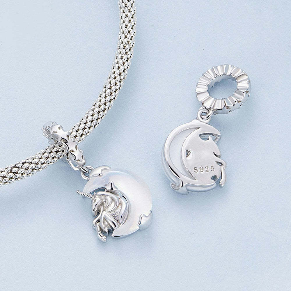 Ciondolo pendente luna unicorno in argento sterling 925 yb2253