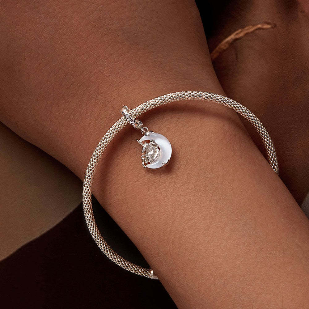 Ciondolo pendente luna unicorno in argento sterling 925 yb2253