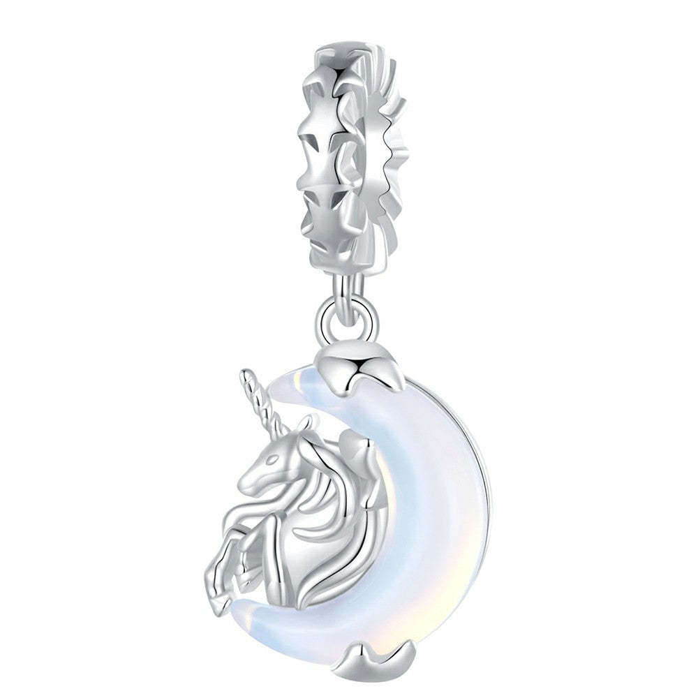 Ciondolo pendente luna unicorno in argento sterling 925 yb2253