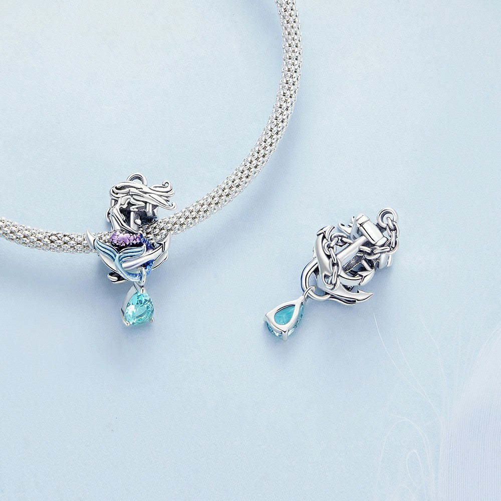 Ciondolo pendente con ancora a sirena in argento sterling 925 yb2266
